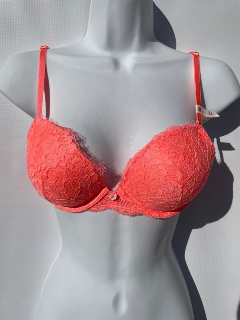 Victoria’s Secret Orange Lace Push-Up Bra Adjustable Straps